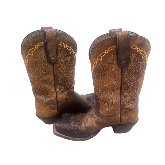 Tony Lama Ladies Santa Fe Bark Wingtip Vaquero VF6004 Cowboy Boots Size 6B Brown - Picture 5 of 9